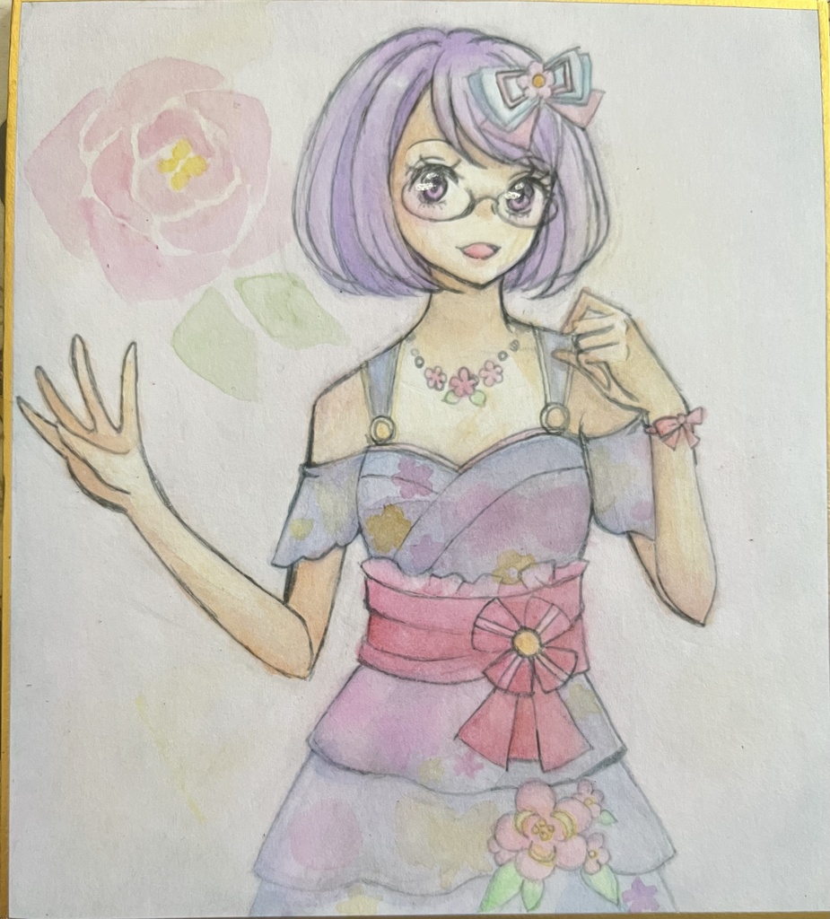 アイカツスターズ イラストミニ色紙 手描きイラスト 七倉小春