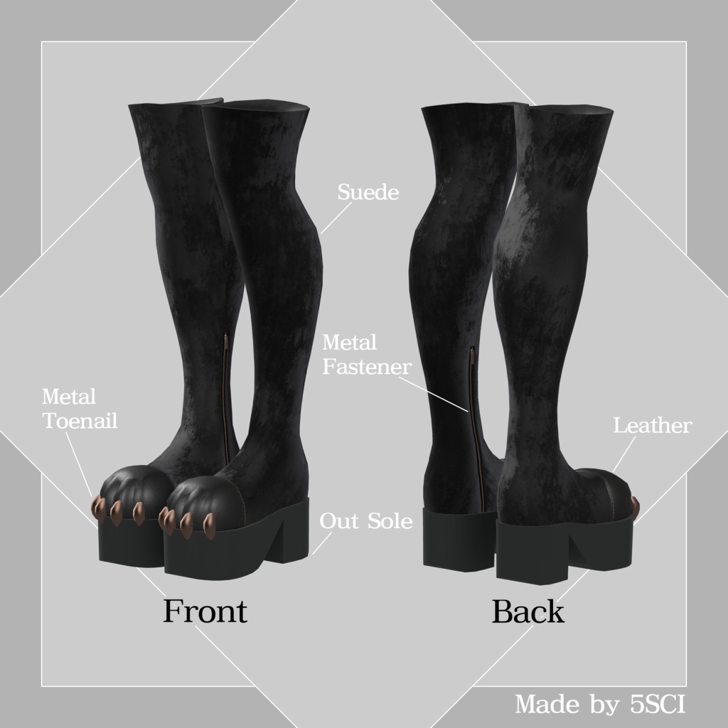 Rebellion -Wild Boots-【3Dモデル】ケモ足ブーツ