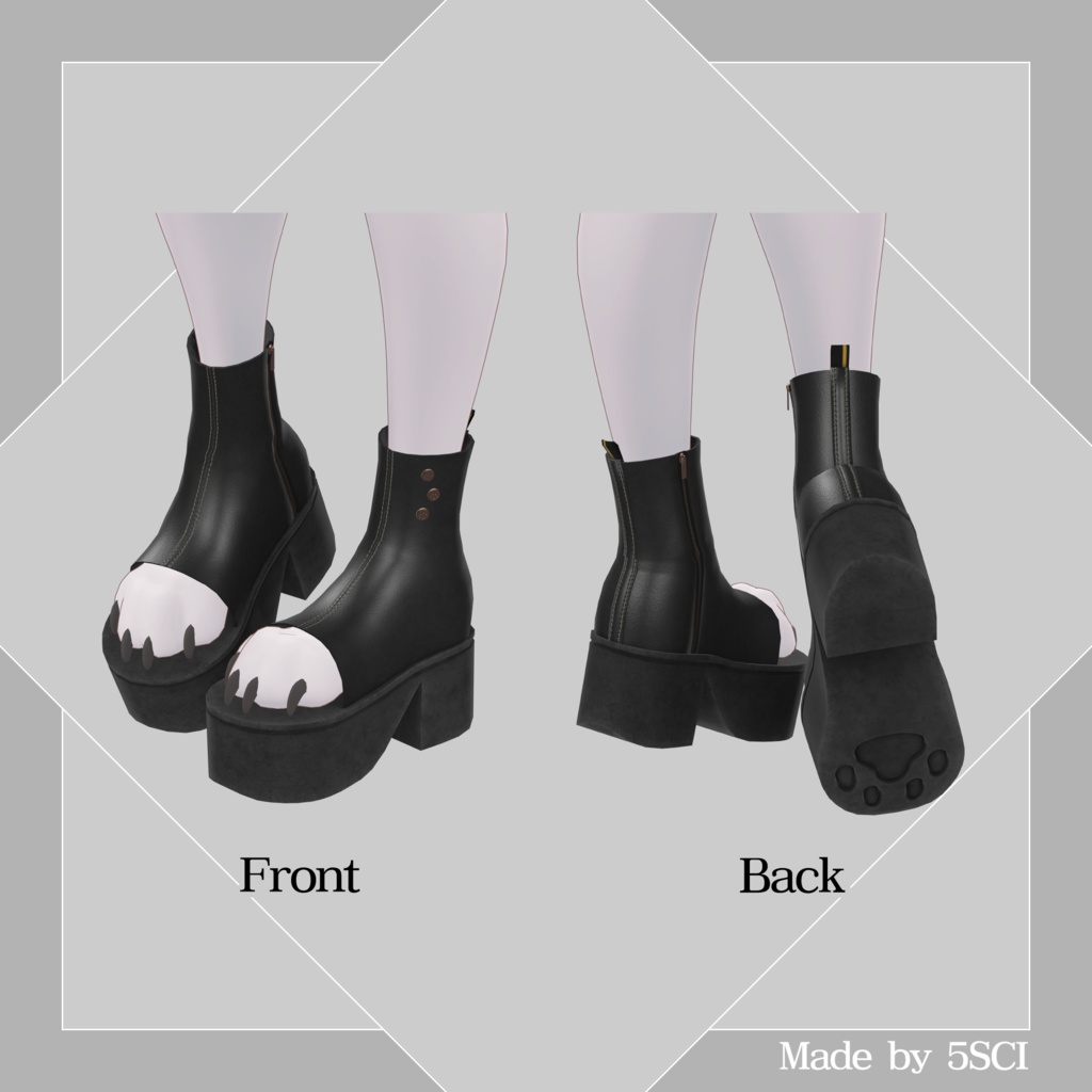 Pad Kicks -Open Toe Short Boots-【3Dモデル】ましろ対応