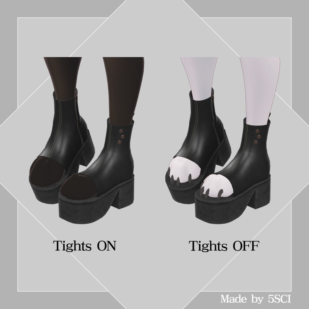 Pad Kicks -Open Toe Short Boots-【3Dモデル】ましろ対応