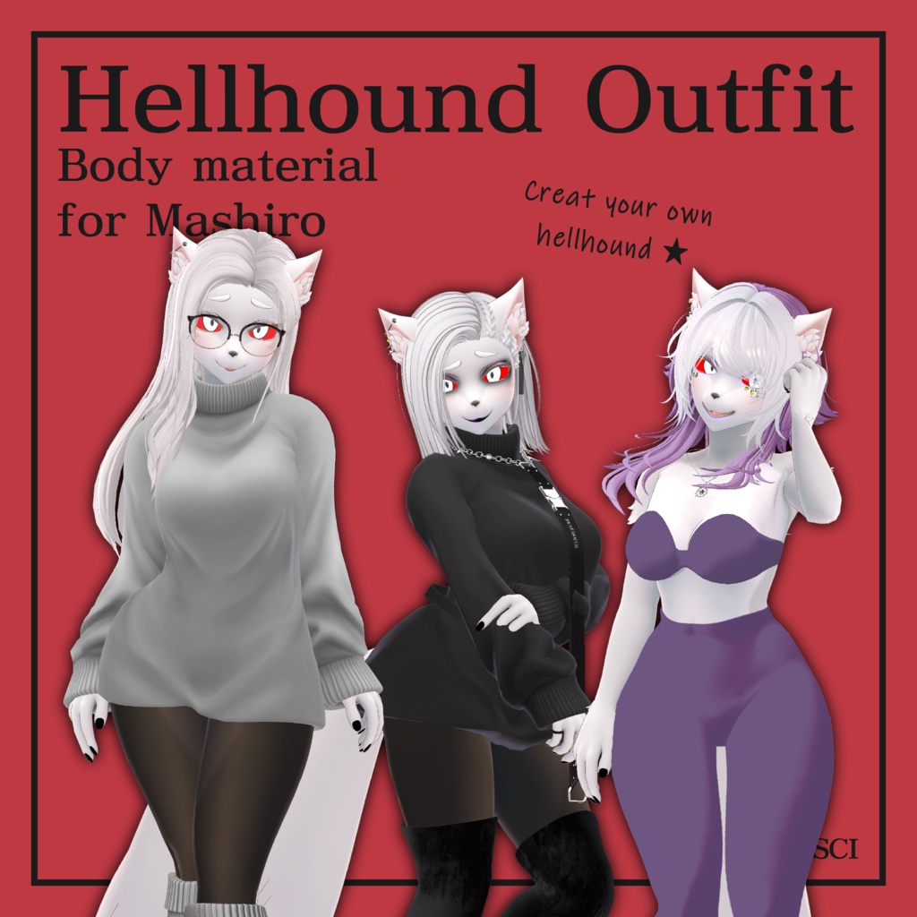 Hellhound Outfit for Mashiro ーましろちゃん専用ヘルハウンド衣装・髪型・マテリアルセットー