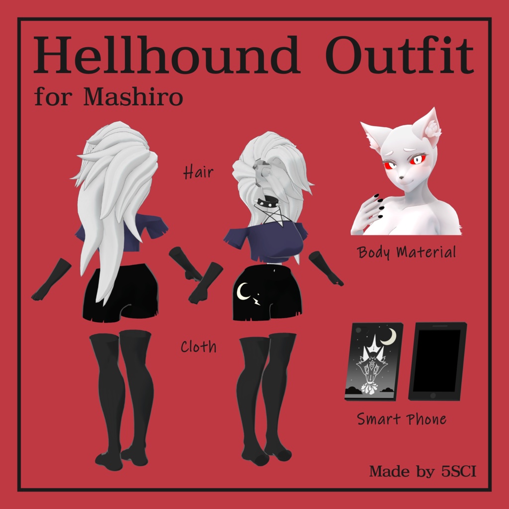 Hellhound Outfit for Mashiro ーましろちゃん専用ヘルハウンド衣装・髪型・マテリアルセットー