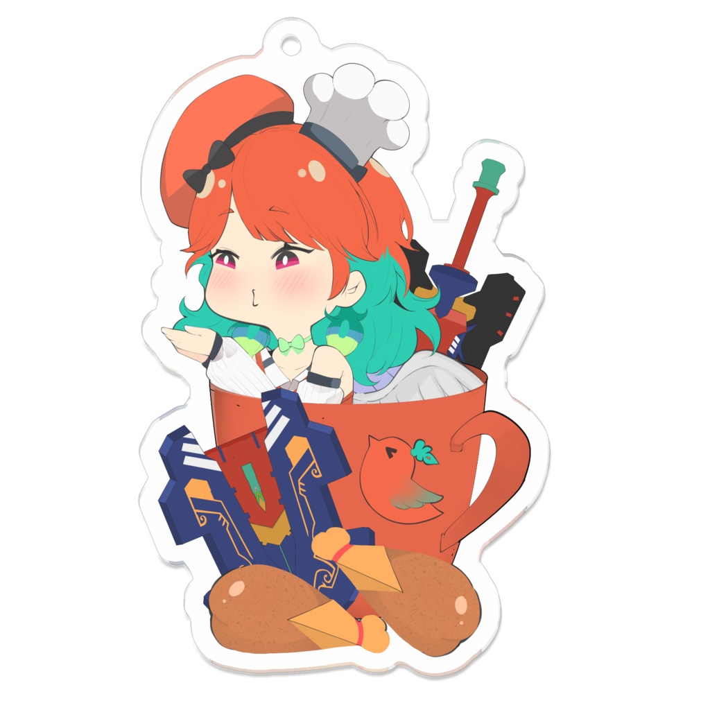 Takanashi Kiara 小鳥遊キアラアクリルキーホルダー 70x70mm / 100x100mm