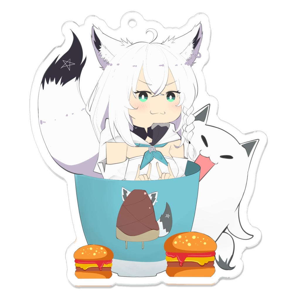 白上フブキ アクリルキーホルダー 70 x 70mm / 100 x 100mm