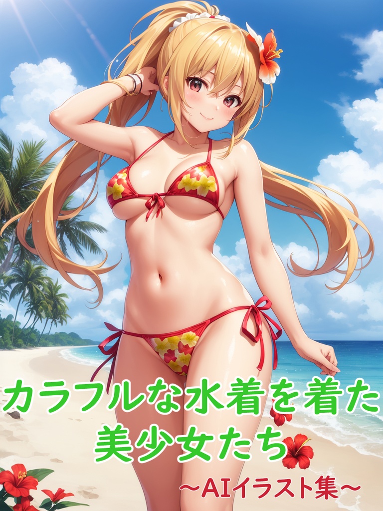カラフルな水着を着た美少女たち～AIイラスト集～
