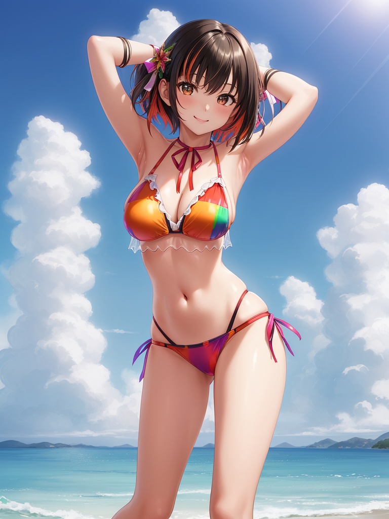 カラフルな水着を着た美少女たち~AIイラスト集~