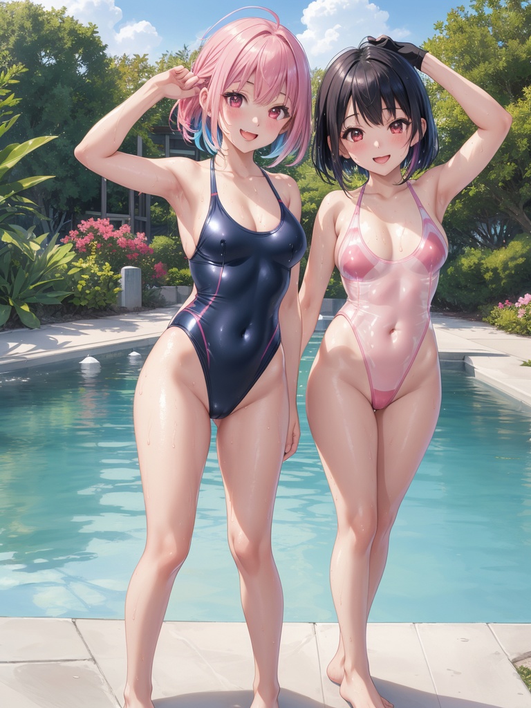 競泳水着の美少女たち~AIイラスト集~