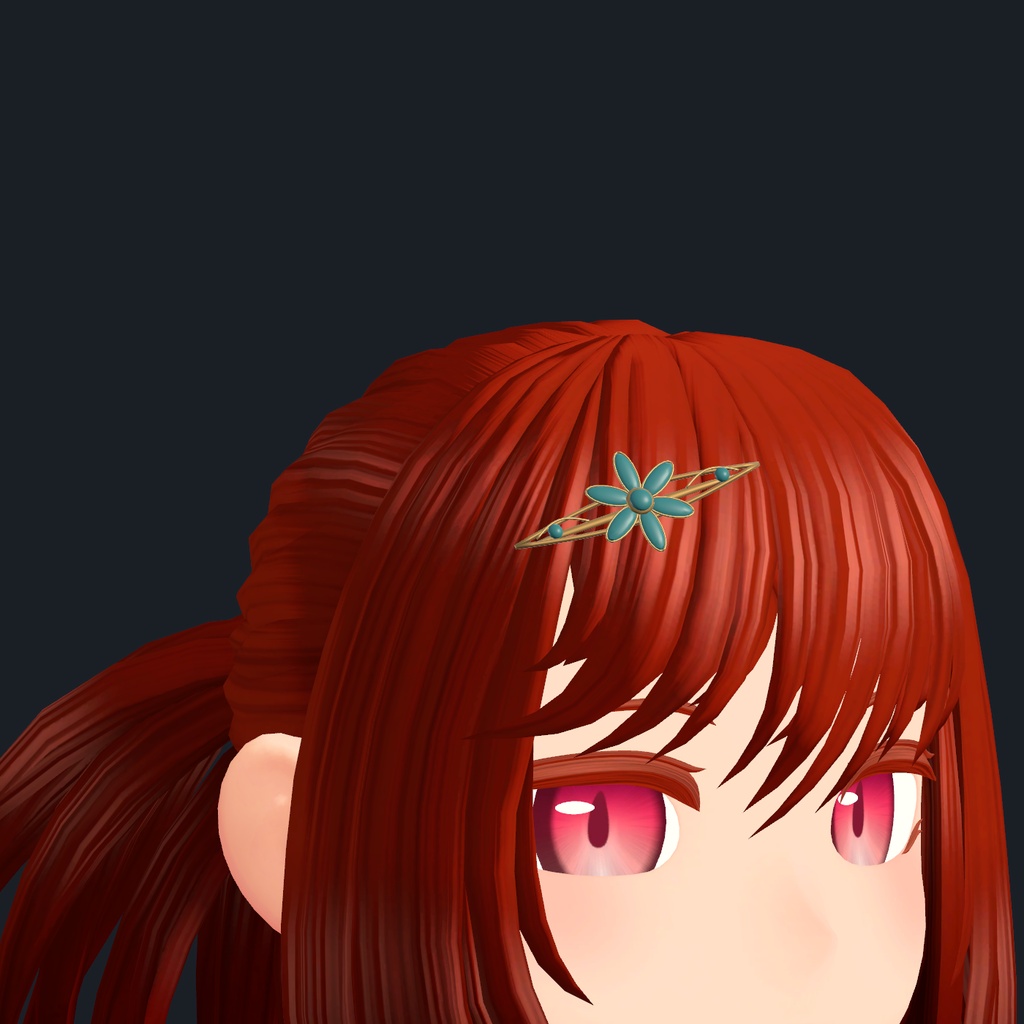 【VRChat / PC向け】ASTER|青緑の花の髪飾り・2質感セット