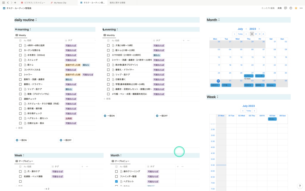 Notion|個人用ルーティン・タスク総合管理ツール