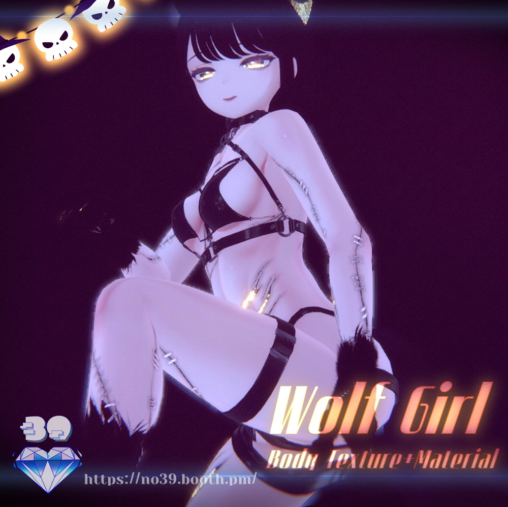 【4アバター対応】Wolf Girl Body Texture+Material🎃