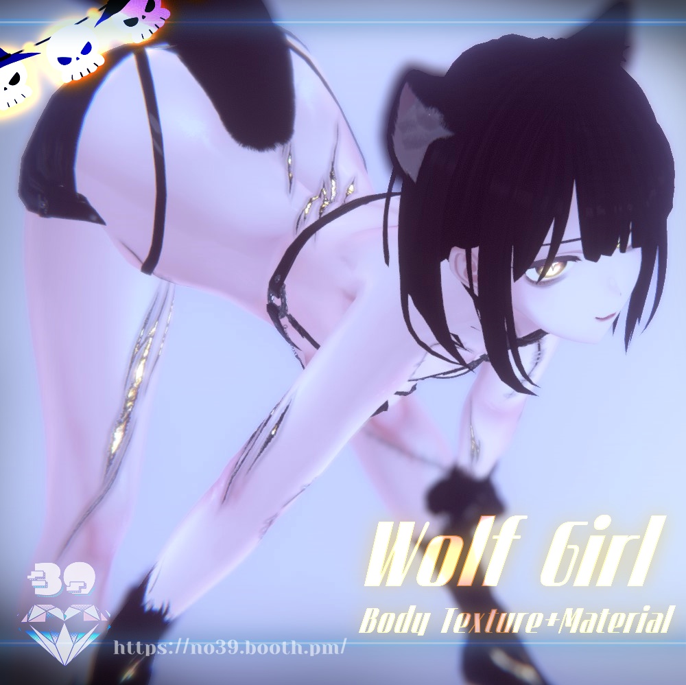【4アバター対応】Wolf Girl Body Texture+Material🎃