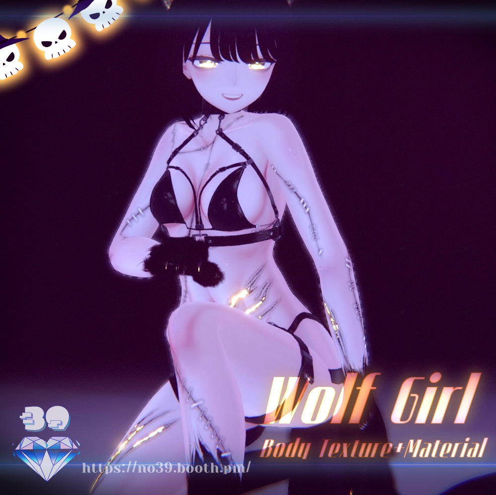 【4アバター対応】Wolf Girl Body Texture+Material🎃