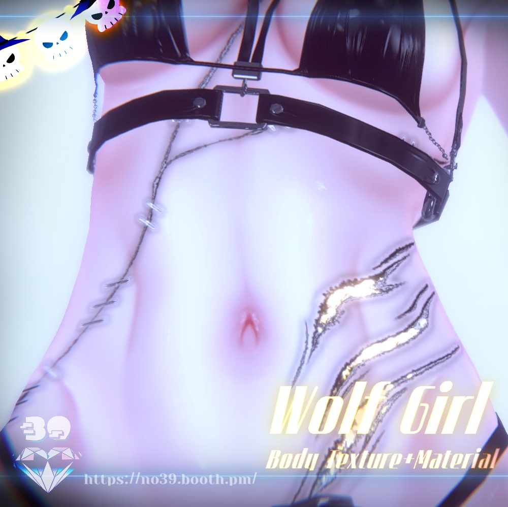 【4アバター対応】Wolf Girl Body Texture+Material🎃