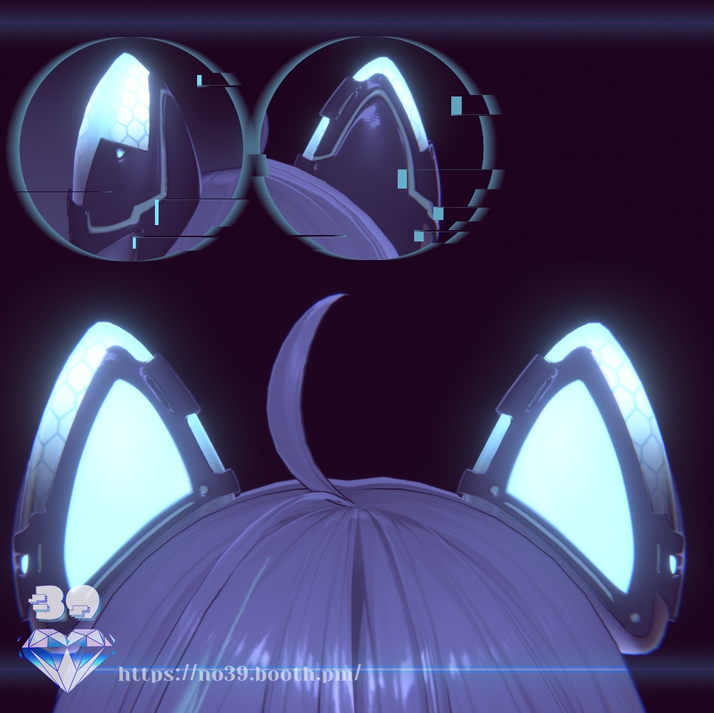 【MA対応】ネオンサイバー猫耳⚡Cyberpunk Neon Cat Earpiece & Earwear