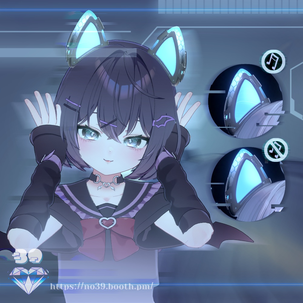 【MA対応】ネオンサイバー猫耳⚡Cyberpunk Neon Cat Earpiece & Earwear