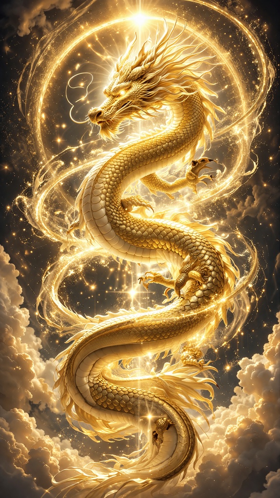 No.02｜運気が昇り続ける、黄金の龍のエネルギーイメージ