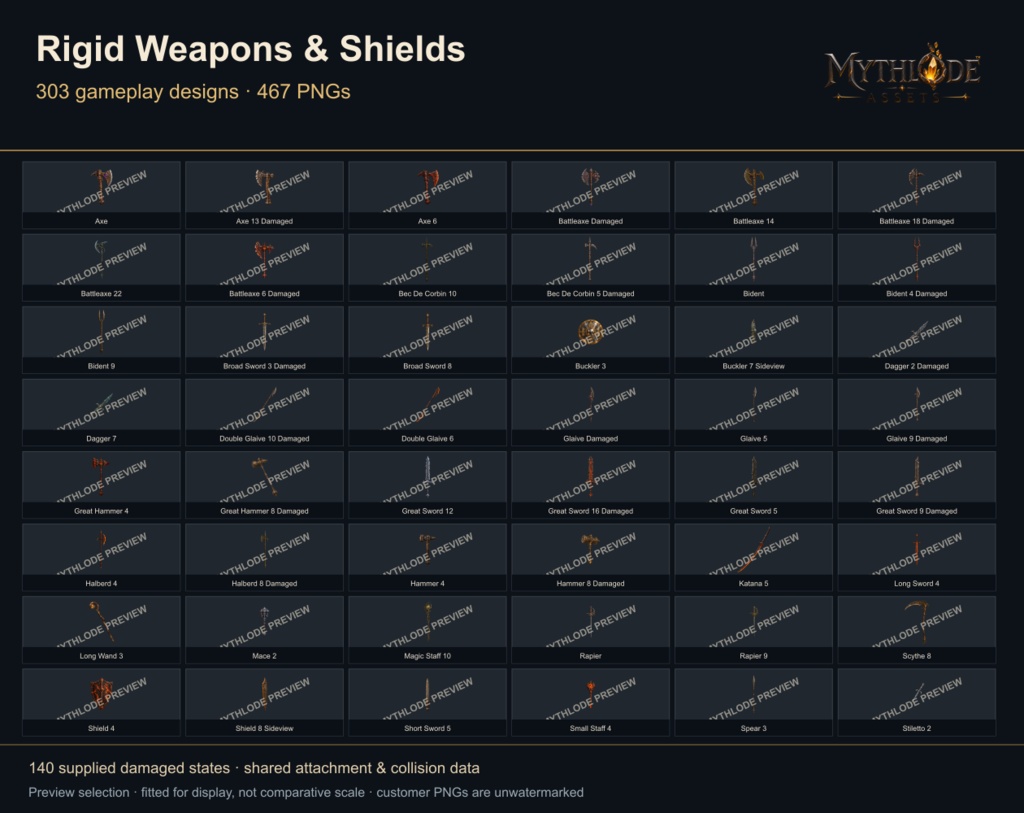 MYTHLODE Rigid Weapons and Shields