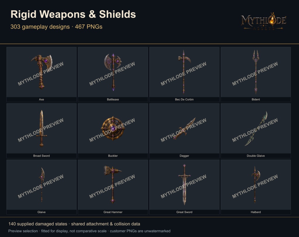 MYTHLODE Rigid Weapons and Shields