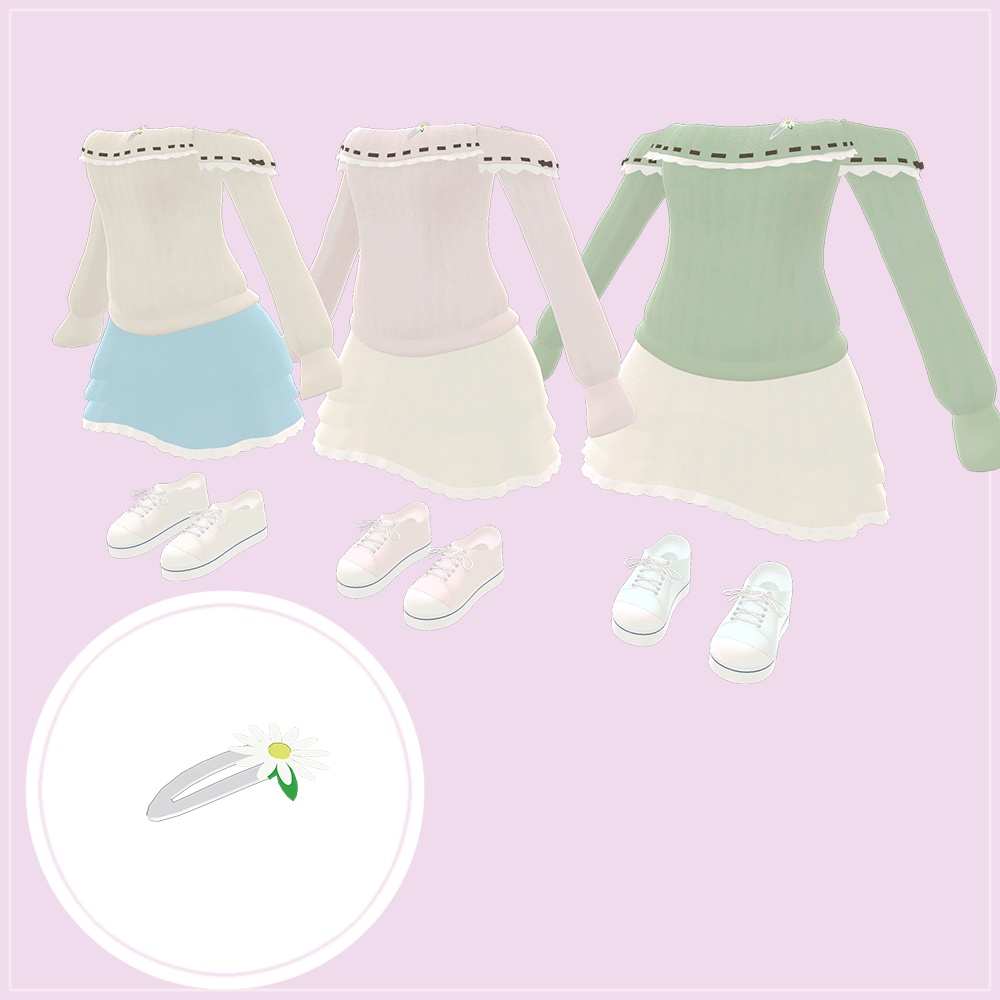 【11アバター対応】オフショルニット うららかコーデ