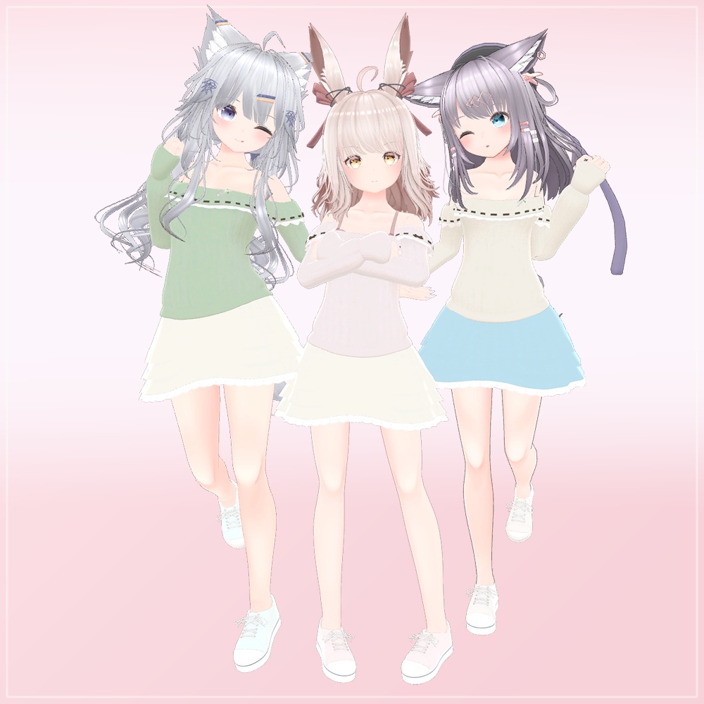 【11アバター対応】オフショルニット うららかコーデ