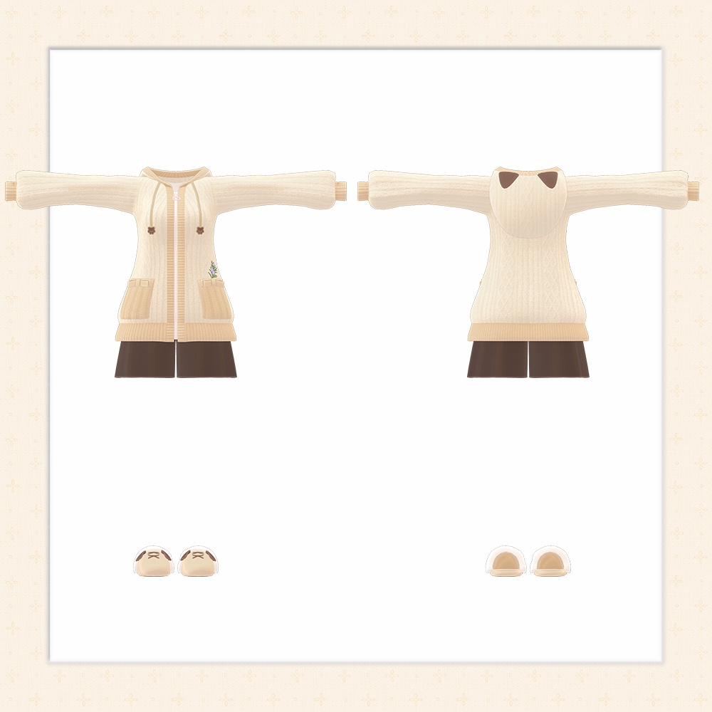 【複数アバター対応】ゆったりニットパーカーコーデ ChiotPolka