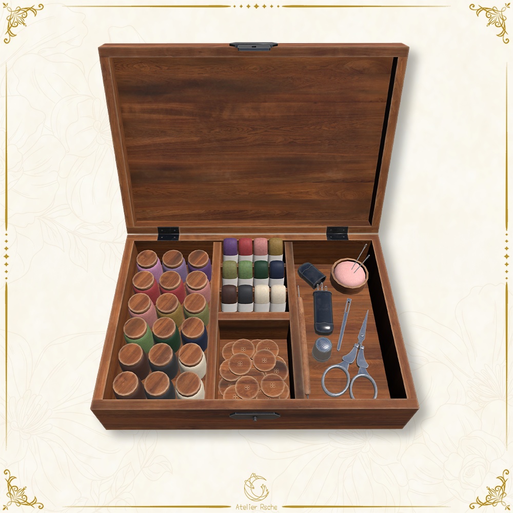 3Dモデル アンティーク風刺繍道具セット