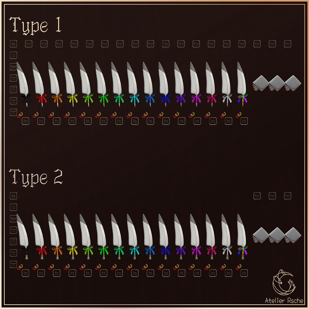 【QvPen差し替え用モデル付き】アンティーク風羽根ペンセット