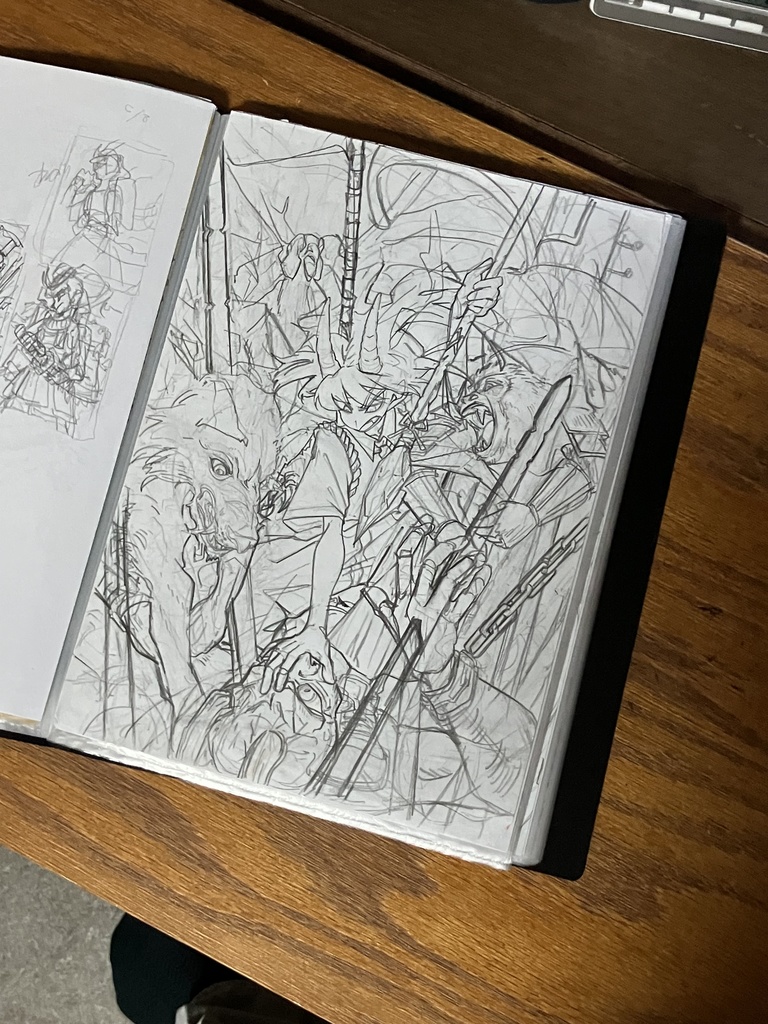 「鬼退治」額装原画A4サイズサイン入り