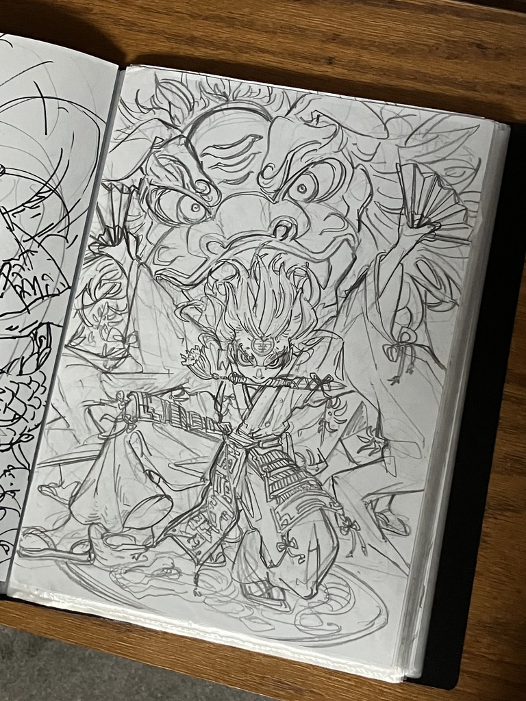 「獅子の舞」額装原画A4サイズサイン入り