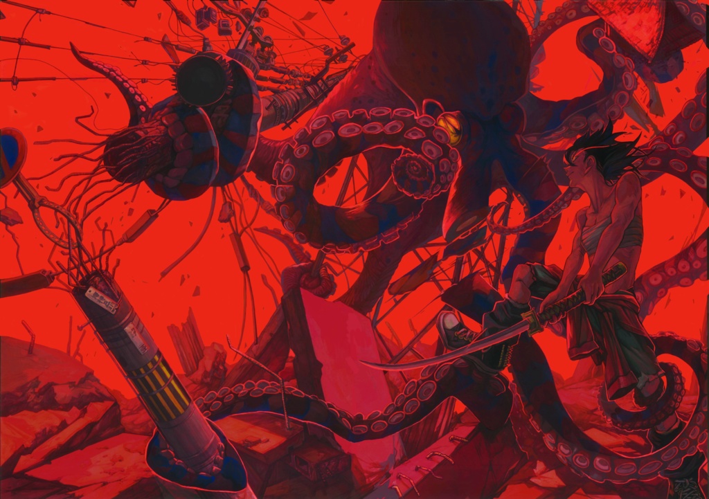 蛸薬師A2サイズ原画額装サイン入り