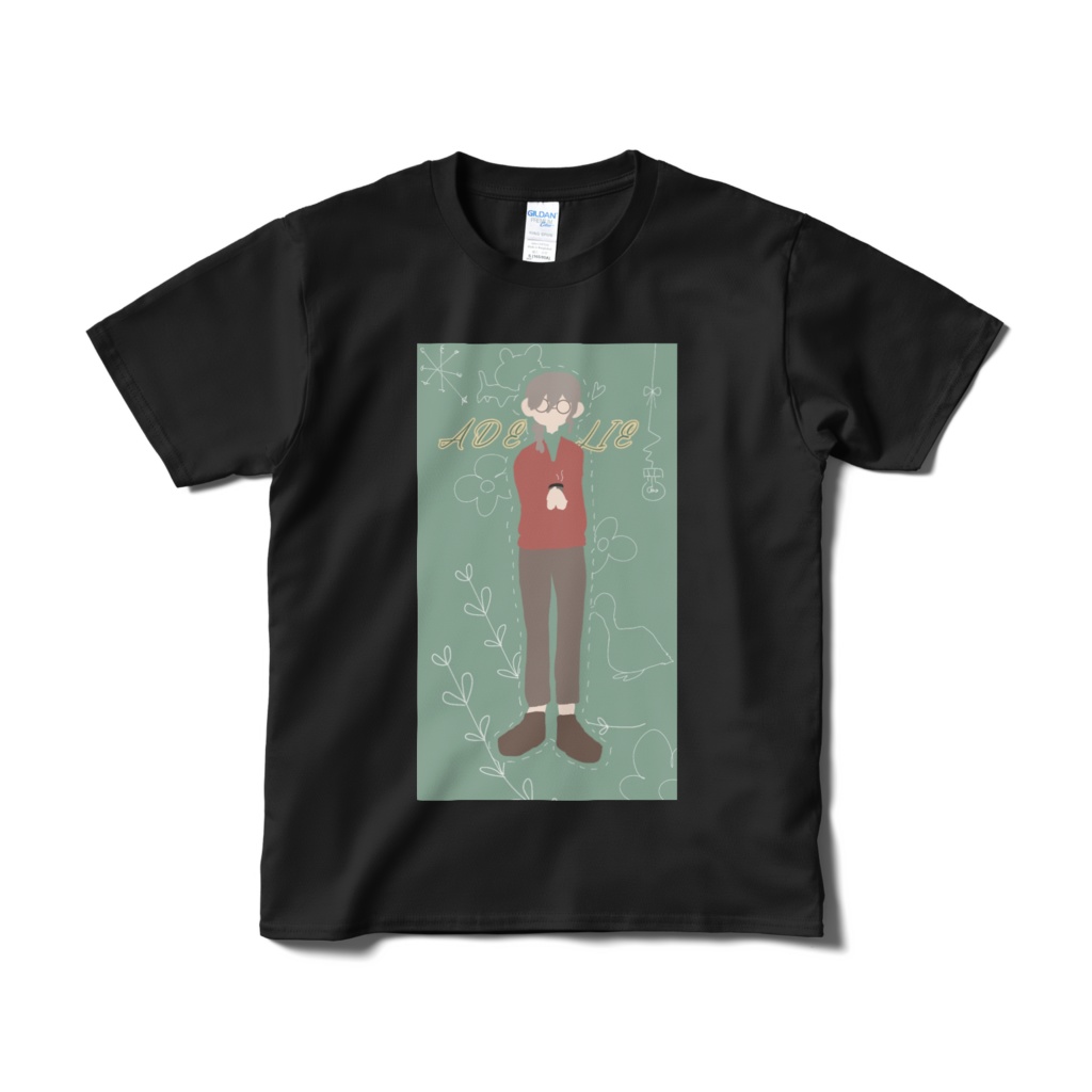 【カフェ】あでりぃデザインTシャツ-ブラック【公式】