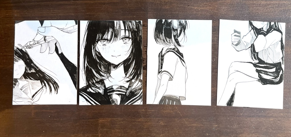 イラスト原画4枚（ミニサイズ）