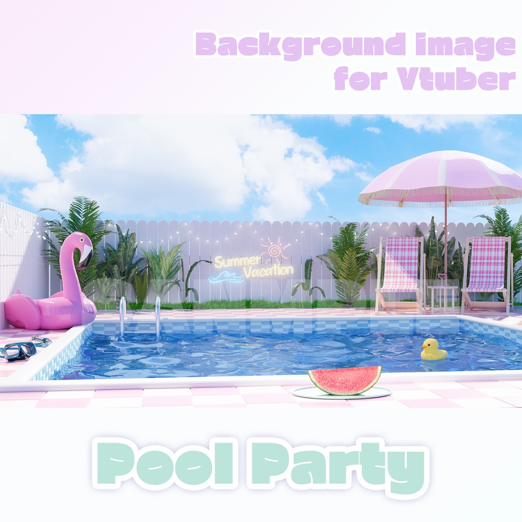 [for Vtuber] Summer Pool Party Background image/ Vtuber のサマープールパーティーの背景イメージ