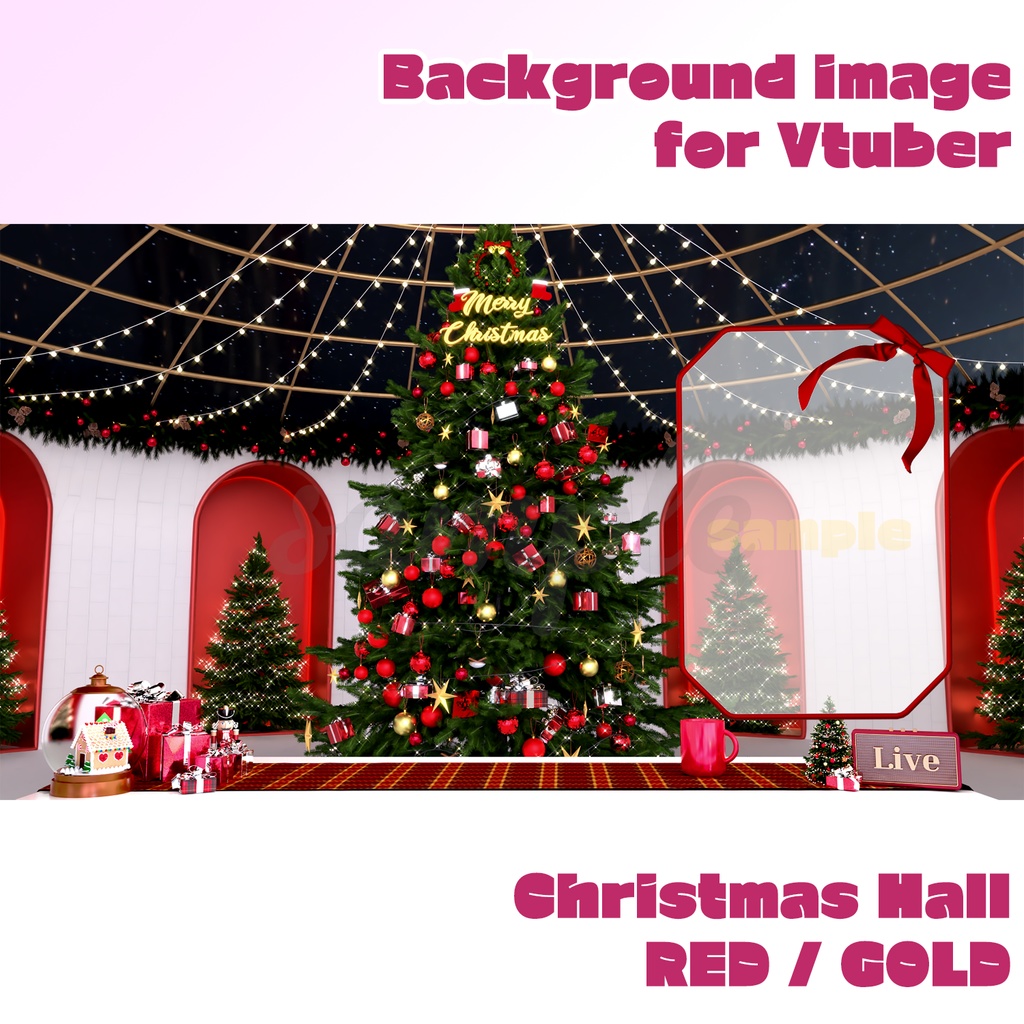 [Vtuber Background] 버튜버 크리스마스 배경 Christmas Hall 2 color / vtuber用クリスマスの背景