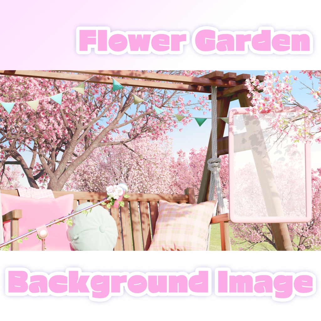 [Vtuber] Flower Garden Background image (Day) / 벚꽃 정원의 벤치 낮버전