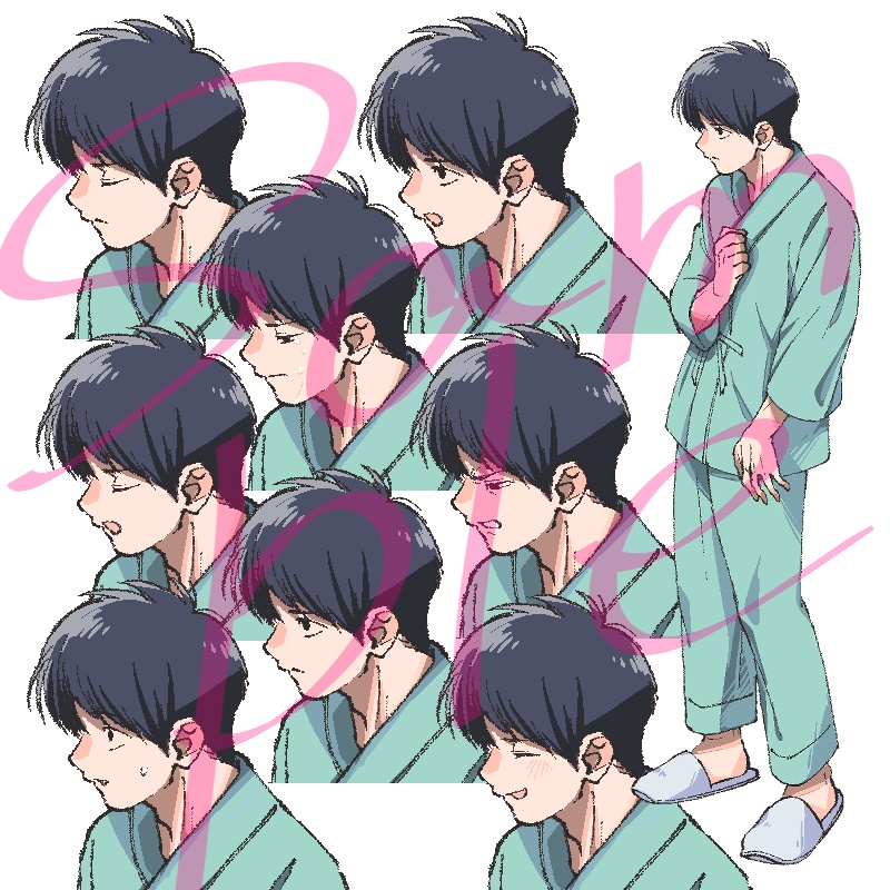 入院患者の青年TRPG立ち絵(衣装2種、表情差分8種)