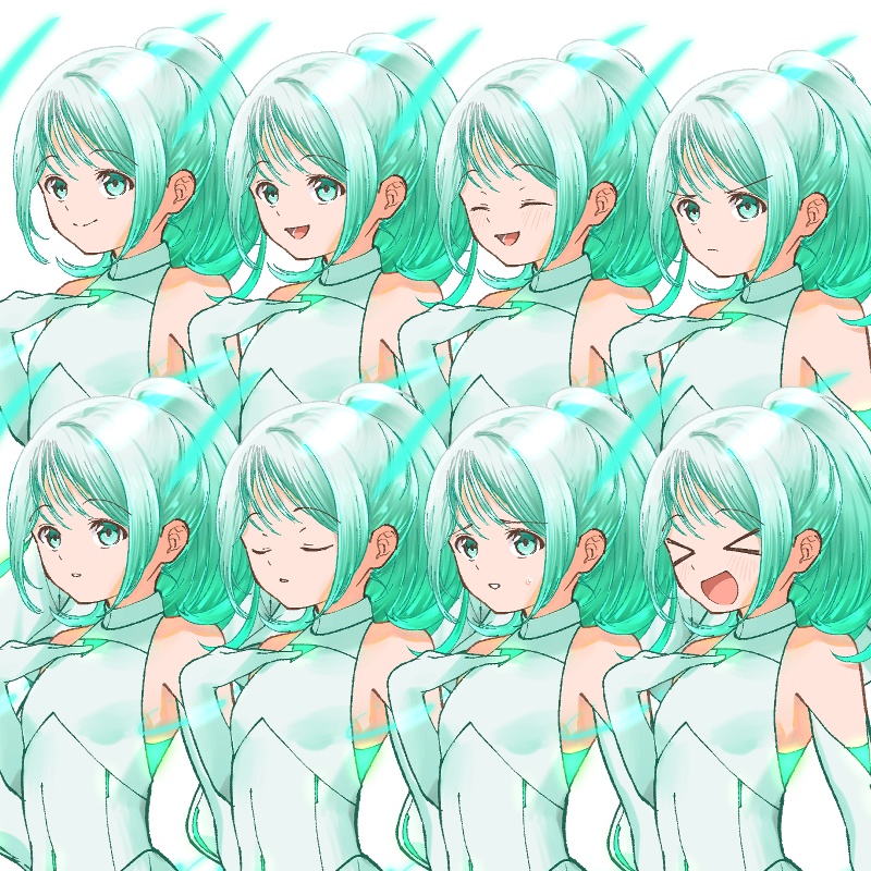 電子生命体の少女(衣装2種・表情各8種)