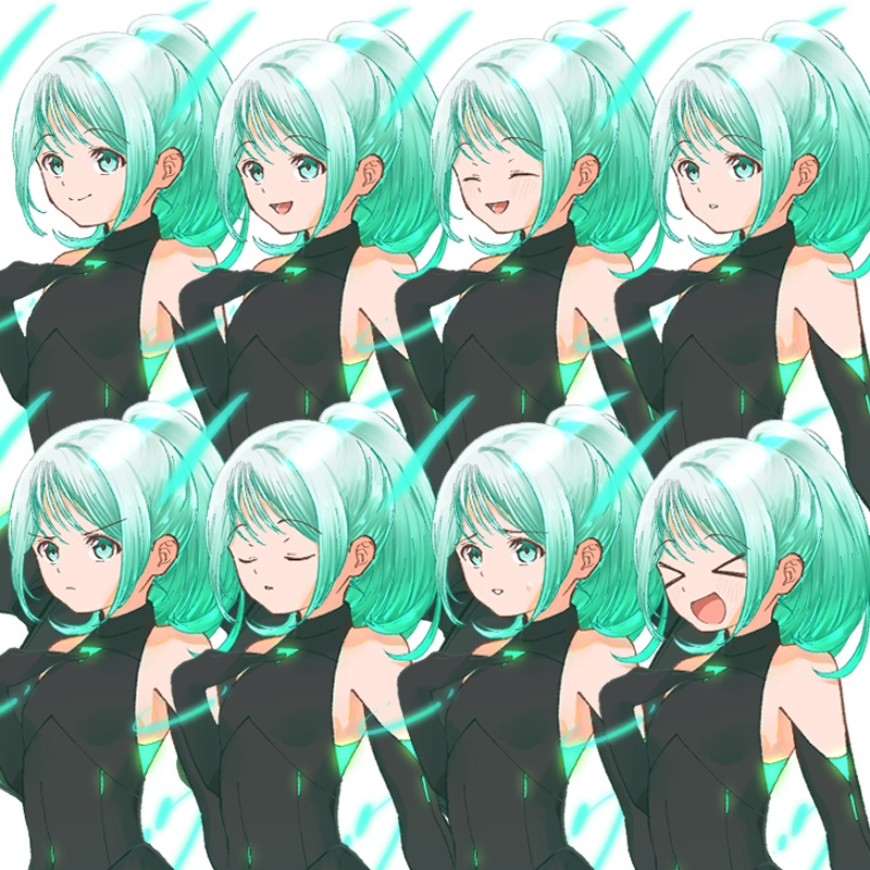 電子生命体の少女(衣装2種・表情各8種)