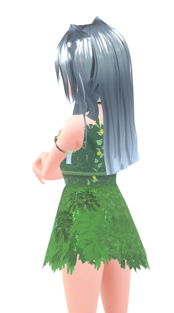 #VRoid用-草葉と花で作った原始的なワンピース・セット