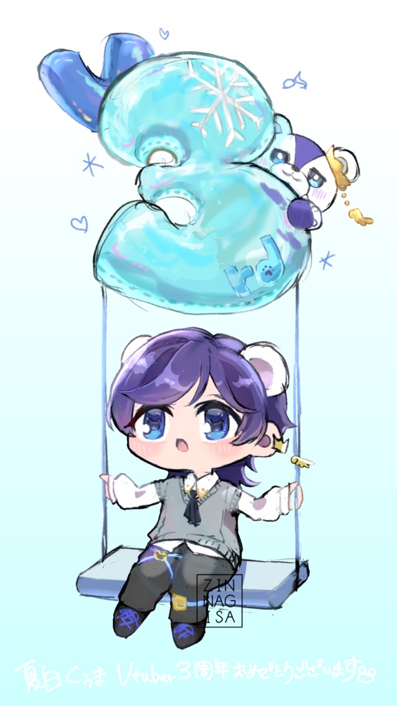 夏白くぅまさんVtuber3周年記念ファンアート【高画質PNG・透過PNG】