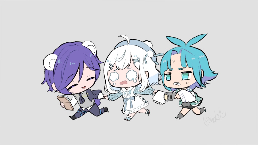 夏白くぅまさん&灯森うるさん&こんぬさんPhasmophobiaコラボ配信ファンアート【高画質PNG・透過PNG】