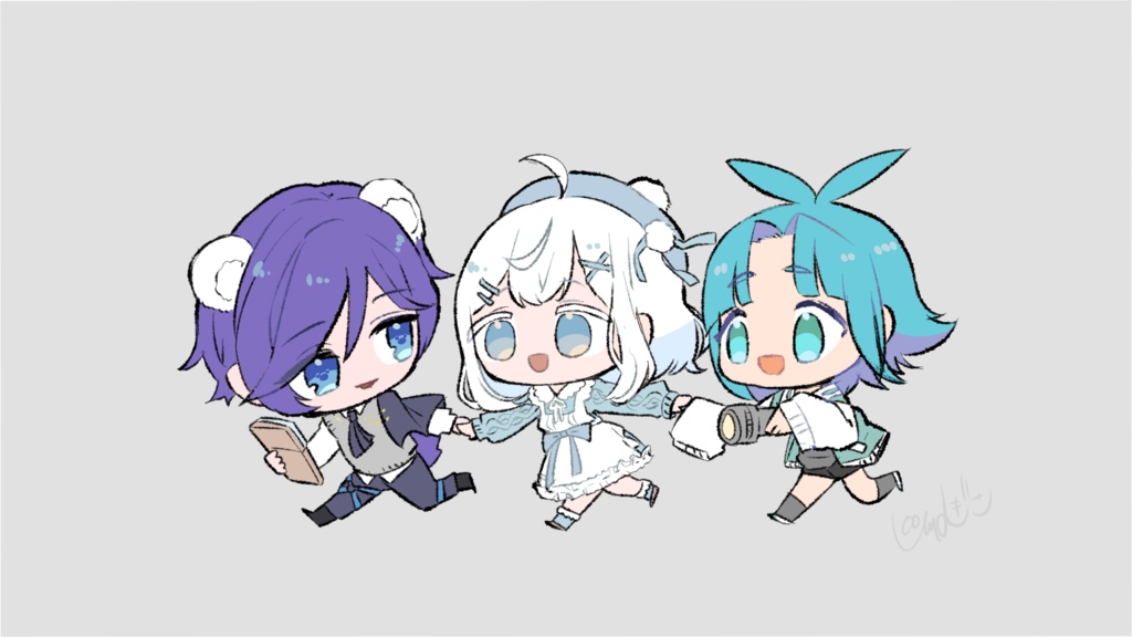 夏白くぅまさん&灯森うるさん&こんぬさんPhasmophobiaコラボ配信ファンアート【高画質PNG・透過PNG】