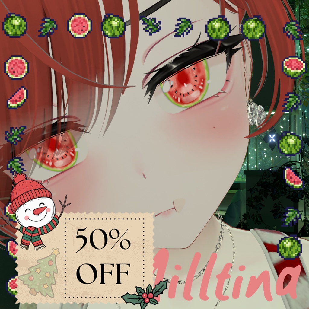 【50%OFF】【目用テクスチャ】オリジナル Watermelon Eyes 🍉【VRChat向け / 1種+発光】