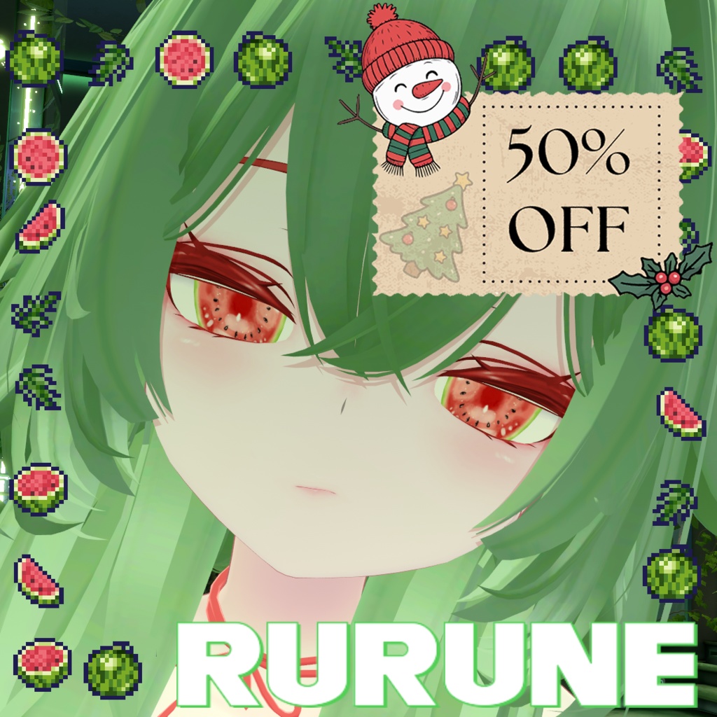 【50%OFF】【目用テクスチャ】オリジナル Watermelon Eyes ver 2.0 🍉【VRChat向け / 1種+発光】