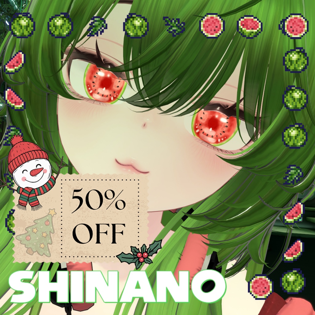 【50%OFF】【目用テクスチャ】オリジナル Watermelon Eyes ver 2.0 🍉【VRChat向け / 1種+発光】