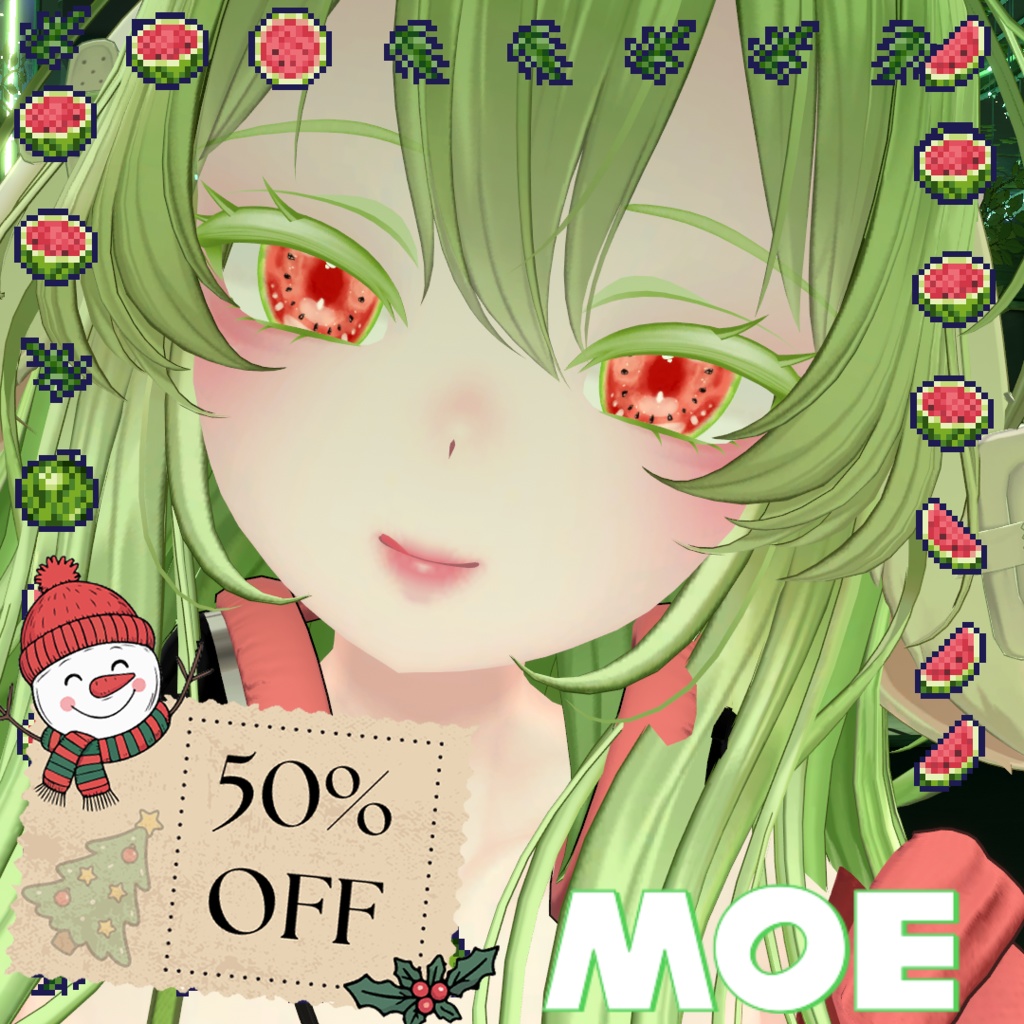 【50%OFF】【目用テクスチャ】オリジナル Watermelon Eyes ver 2.0 🍉【VRChat向け / 1種+発光】