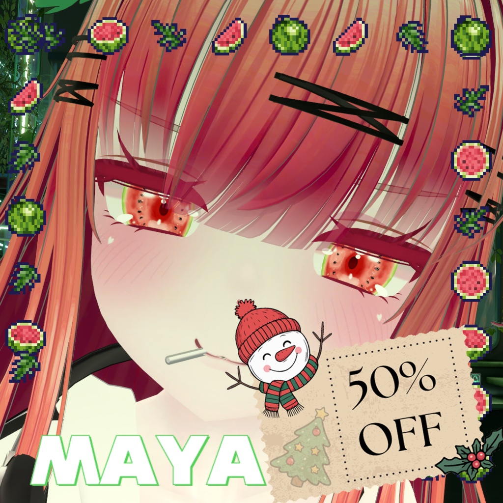 【50%OFF】【目用テクスチャ】オリジナル Watermelon Eyes ver 2.0 🍉【VRChat向け / 1種+発光】