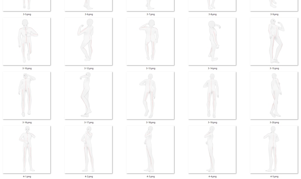 【トレスフリー】男性立ち姿ポーズ集4【イラスト素材】