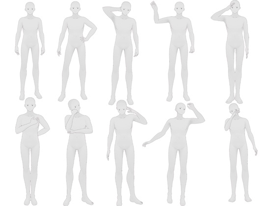 【トレス素材】男性立ちポーズ集【50ポーズ】