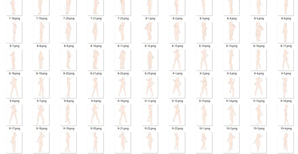 女性立ち姿ポーズ集50【トレス素材】